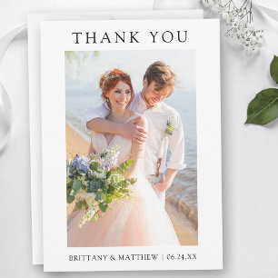 Cartão De Agradecimento Casamento de Foto Minimalista Moderna