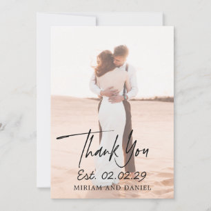 Cartão De Agradecimento Casamento de Foto Minimalista Moderna