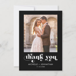 Cartão De Agradecimento Casamento de Foto Minimalista Simples Moderna