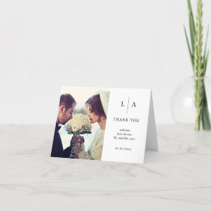 Cartão De Agradecimento Casamento de Foto Mínimo e Chic Moderno Elegante