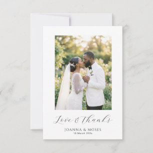 Cartão De Agradecimento Casamento de Foto Moderna com Roteiro Simples