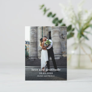 Cartão De Agradecimento Casamento de Foto Moderno Mínimo