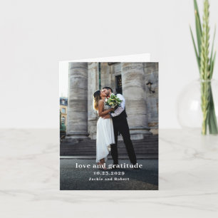 Cartão De Agradecimento Casamento de Foto Moderno Mínimo