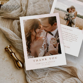 Cartão De Agradecimento Casamento de Foto Moderno Simples