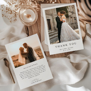 Cartão De Agradecimento Casamento de Foto Moderno Simples