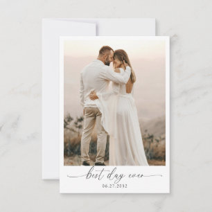 Cartão De Agradecimento Casamento de Foto Monograma com Laço Verde Sage El