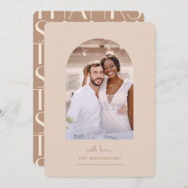 Cartão De Agradecimento Casamento de Foto Neutral Elegante