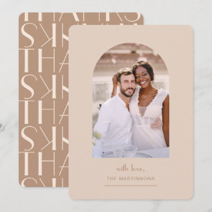 Cartão De Agradecimento Casamento de Foto Neutral Elegante