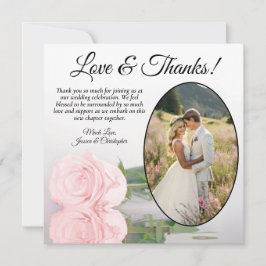 Cartão De Agradecimento Casamento de Foto Oval Rosa Rosa Rosa Rosa Rosa Pá