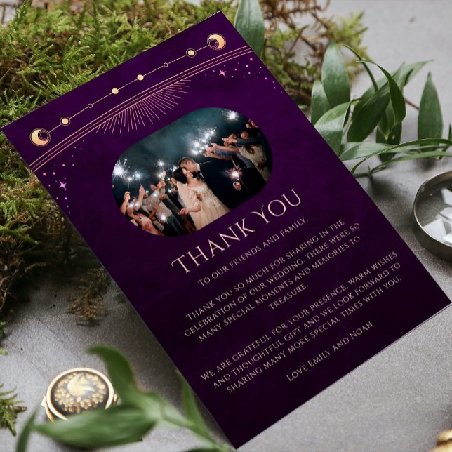 Cartão De Agradecimento Casamento de Foto por Estrela da Lua Solar com Arc (Criador carregado)