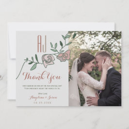 Cartão De Agradecimento Casamento de Foto Rosa Poeirento Floral