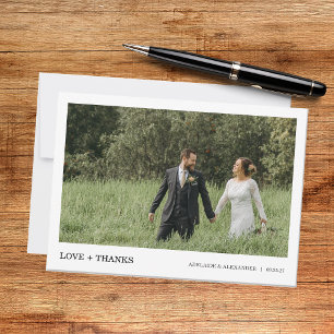 Cartão De Agradecimento Casamento de Foto Roteiro Moderno
