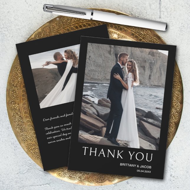 Cartão De Agradecimento Casamento de Foto Simples (Criador carregado)