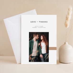 Cartão De Agradecimento Casamento de Foto Simples Elegante Moderno