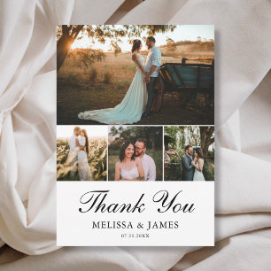 Cartão De Agradecimento Casamento de Foto Simples Elegante Obrigado