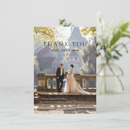 Cartão De Agradecimento Casamento de Foto Simples Moderna