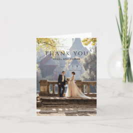 Cartão De Agradecimento Casamento de Foto Simples Moderna