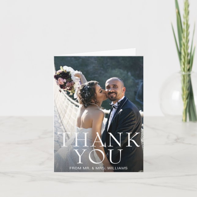 Cartão De Agradecimento Casamento de Foto Simples Moderna (Frente)
