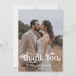 Cartão De Agradecimento Casamento de Foto Simples Moderno
