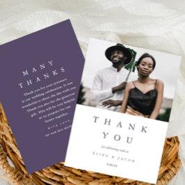 Cartão De Agradecimento Casamento de Foto Violet One Elegante