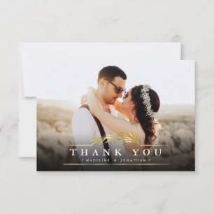 Cartão De Agradecimento Casamento de Fotografia Clássica Elegante Obrigad