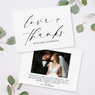 Cartão De Agradecimento Casamento de Fotografia com Script de Amor e Obrig