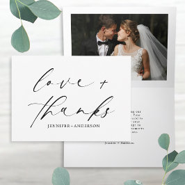 Cartão De Agradecimento Casamento de Fotografia com Script de Amor e Obrig