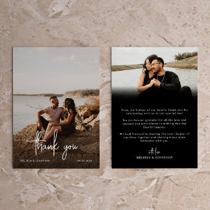 Cartão De Agradecimento Casamento de Fotografia com Script de Manuscrito P