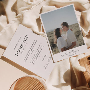 Cartão De Agradecimento Casamento de Fotografia com Script de Tipografia C