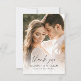 Cartão De Agradecimento Casamento de Fotografia com Típica de Script Elega