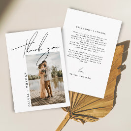 Cartão De Agradecimento Casamento de Fotografia com Típica de Script Elega