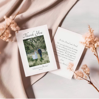 Cartão De Agradecimento Casamento de Fotografia da Caligrafia Elegante Mod