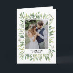 Cartão De Agradecimento Casamento de Fotografia da Folhagem Rustic Waterco<br><div class="desc">Cartões de agradecimentos De Casamento De Foto Foto De Folhagem Rustic Watercolor | Envie obrigados para a família e amigos com este cartões de agradecimentos personalizável. Apresenta ilustrações de aquarelas de uma variedade de folhas de folhagem. Este cartões de agradecimentos verde é perfeito para casamentos,  graduações e muito mais.</div>