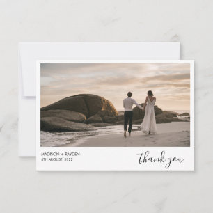 Cartão De Agradecimento Casamento de Fotografia da Paisagem Branca Simples