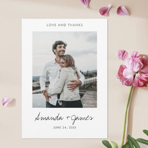 Cartão De Agradecimento Casamento de Fotografia da Tipografia Moderna Eleg