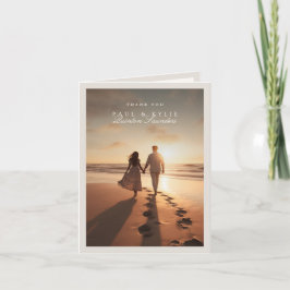 Cartão De Agradecimento Casamento de Fotografia de Caligrafia Minimalista