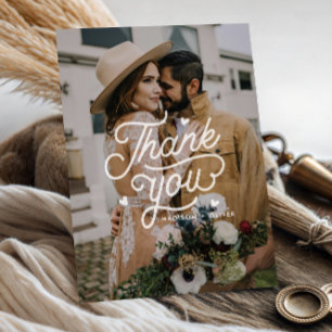 Cartão De Agradecimento Casamento de Fotografia de Modern Bold Obrigado