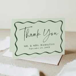 Cartão De Agradecimento Casamento de Fotografia de Quadro Verde Moderno