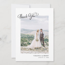 Cartão De Agradecimento Casamento de Fotografia de Script Simples
