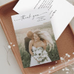 Cartão De Agradecimento Casamento de Fotografia de Script Simples<br><div class="desc">Simples Cartões de agradecimentos De Casamento De Fotos De Script. A parte de trás tem uma obrigado que você pode personalizar para cada convidado ou remover se você preferir escrever seu obrigado manualmente. Clique no botão editar para personalizar este design.</div>