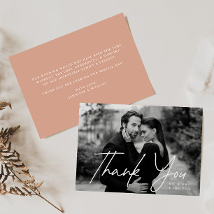Cartão De Agradecimento Casamento de Fotografia de Terracotta com Script C