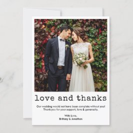 Cartão De Agradecimento Casamento de Fotografia de Texto da Máquina de Tel