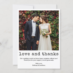 Cartão De Agradecimento Casamento de Fotografia de Texto da Máquina de Tel