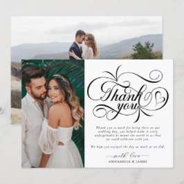 Cartão De Agradecimento Casamento de Fotografia de Tipografia Elegante