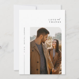 Cartão De Agradecimento Casamento de Fotografia de Tipografia Minimalista 