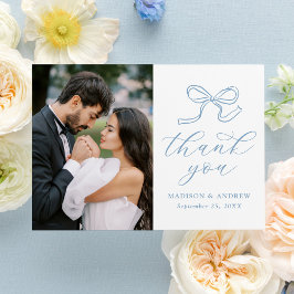Cartão De Agradecimento Casamento de Fotografia do Arco Azul Elegante