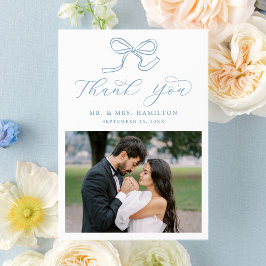 Cartão De Agradecimento Casamento de Fotografia do Arco Azul Elegante