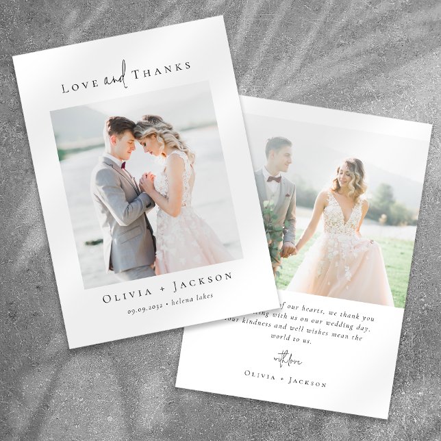 Cartão De Agradecimento Casamento de Fotografia do Cheio de Script Elegant (Criador carregado)