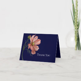 Cartão De Agradecimento Casamento de Fotografia do Marinho Floral Moderno