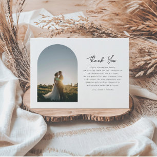 Cartão De Agradecimento Casamento de Fotografia Mínimo de Script de Arch E